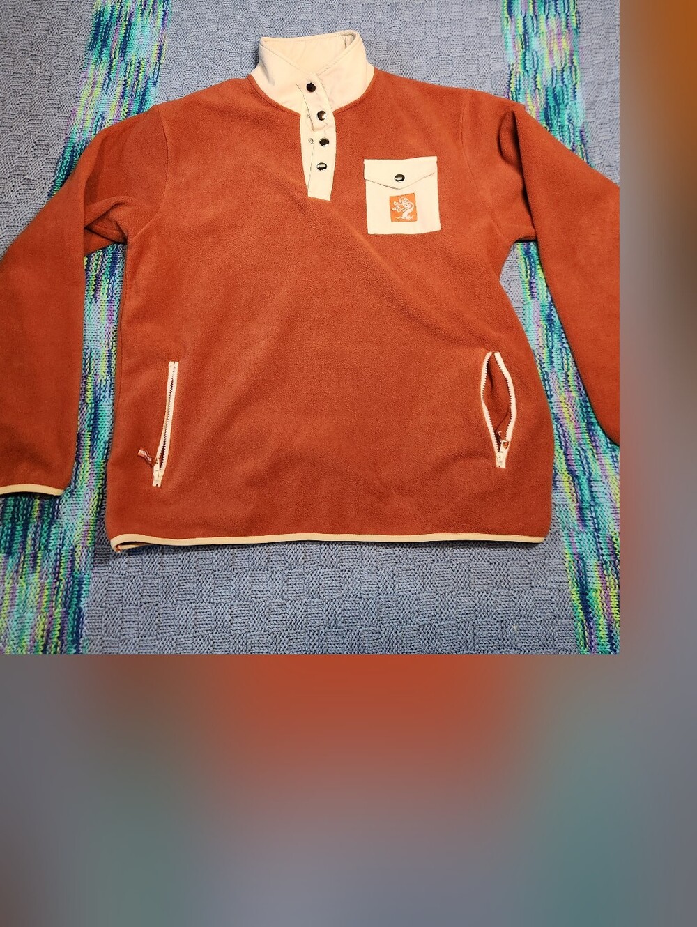 Men's Rust Half-Snap Pullover Fleece with Contrast Trim